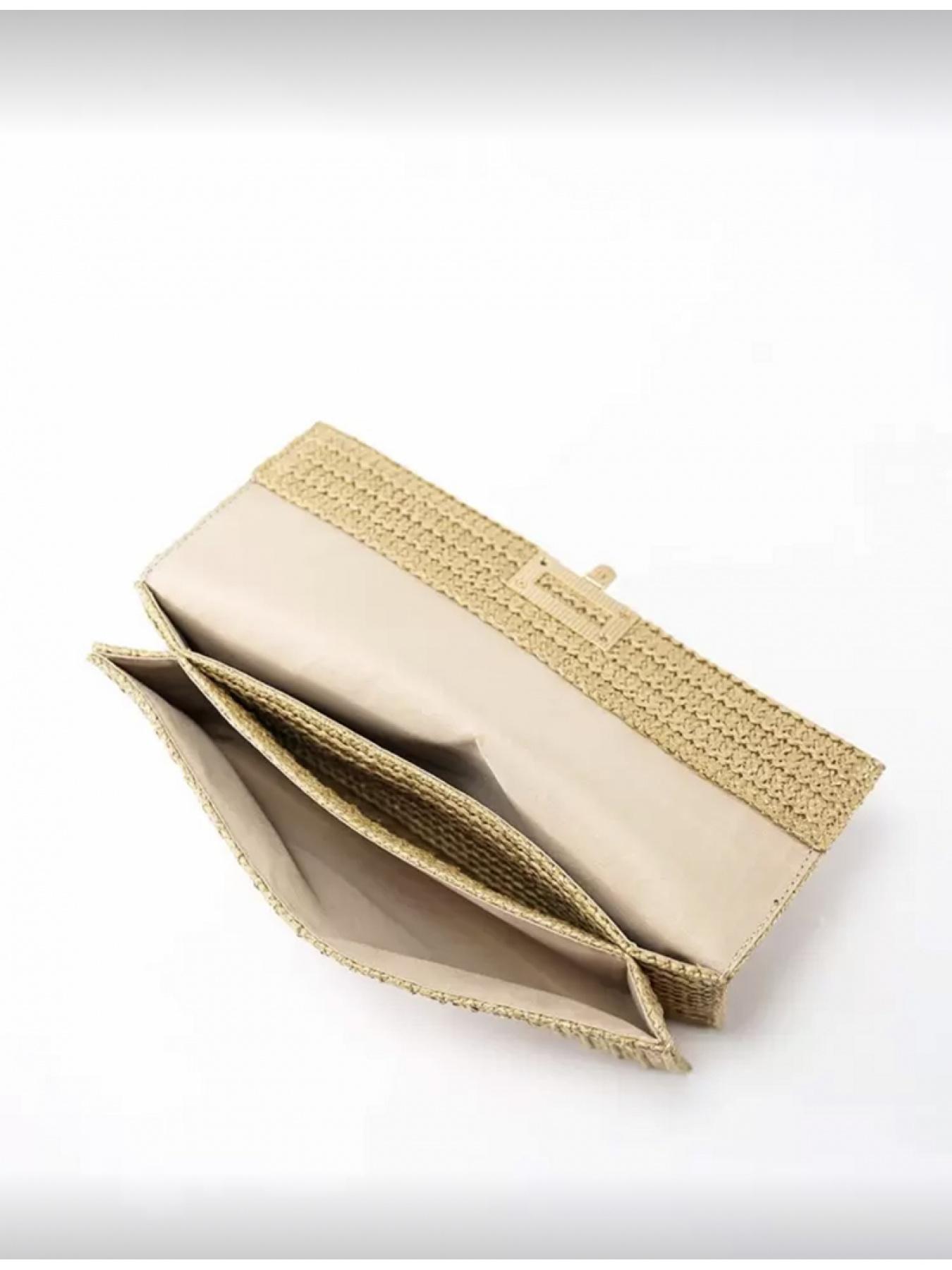 Multi-layer Twist Lock Flap Gold Handbag Casual Shoulder Bag Woven Design Ideal for Beach Getaway and Christmas New Year Presents