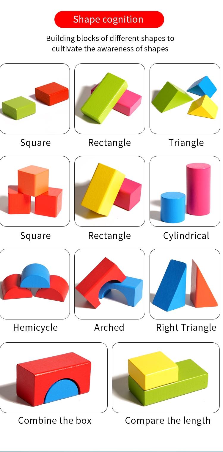 82-Piece Colorful Stem Building Blocks Set, Early Education Wooden Toy for Kids, Geometric Shape Recognition, Creative Play, Perfect Gift