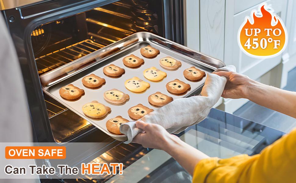 Baking Sheet Set of 3, Stainless Cookie Sheets for Baking, 12/16/17.5 Inch, Thicker and Firmer Baking Pans Set, Rust & Warp Resistant & Nonstick, Nontoxic&&Easy