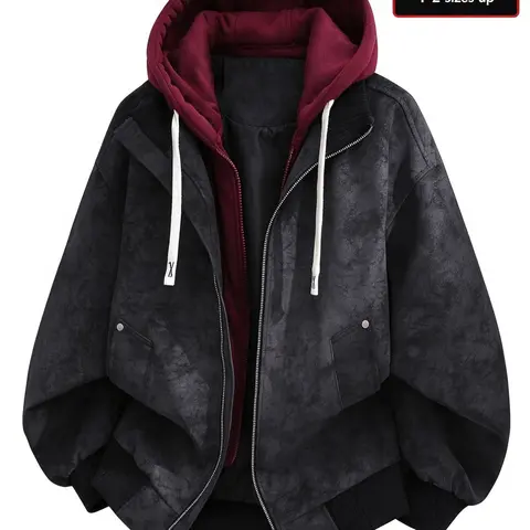 【Black Friday】Men's Long Sleeve Hooded Zipper PU Jacket, Stylish and Comfortable, Multiple Colors Available, Perfect for Daily Wear and Outdoor Activities