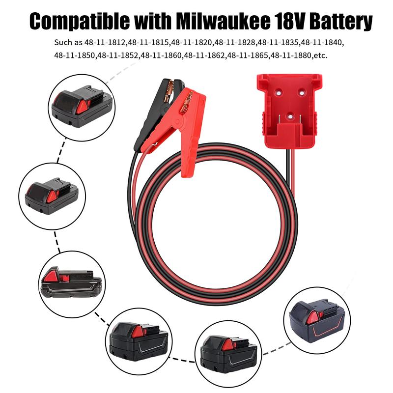 Jumper Cable Clamps for Milwaukee 18V ∧∧-18 Battery, 5.4FT 12AWG Jumper Starter