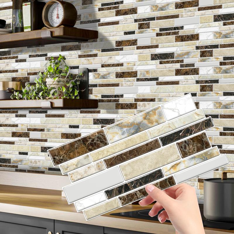 FLOLEOPA 48-Piece Peel-and-Stick Wall Decals Kitchen & Bathroom Splashback Protection Waterproof, Oil-Resistant, Heat-Resistant Ideal for Dining Rooms, Schools, and Office Wall Decor Marble Pattern Stickers, Tile Decals, Wall Panels
