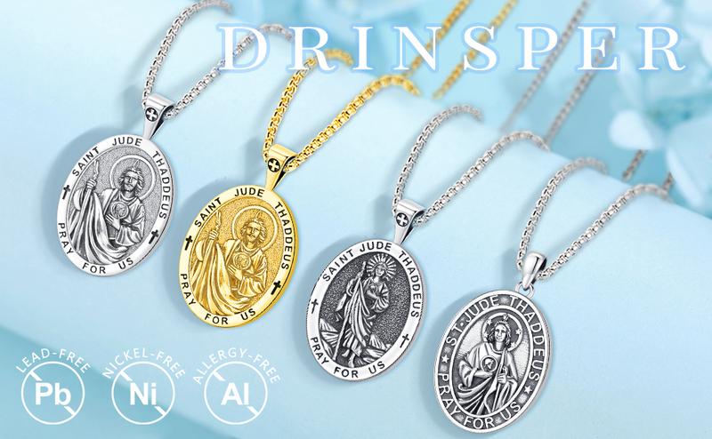 DRINSPER Medalla de San Benito Necklace 925 Sterling Silver Necklace, Saint Benedict Necklace, San Benito, Christian Medal for Men, Religious Amulet Jewelry for Protection, Protection Jewelry for Men Women DRINSPER Medalla de San Benito Necklace 925 Sterling Silver Necklace, Saint Benedict Necklace, San Benito, Christian Medal for Men, Religious Amulet Jewelry for Protection, Protection Jewelry for Men Women
