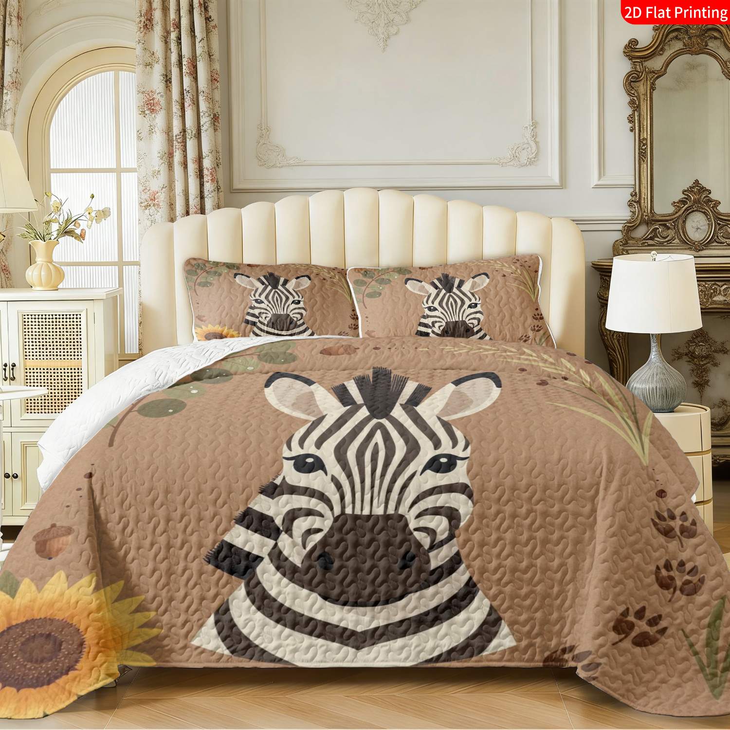 3 pcs, 2D Flat Print Zebra Animal Theme Modern Bedspread Set, Soft and Comfortable, Multiple Sizes Available, Suitable for Gifting and Daily Use, Ideal for Creating a Cozy Home Atmosphere(1 bedspread , 2 pillowcases)