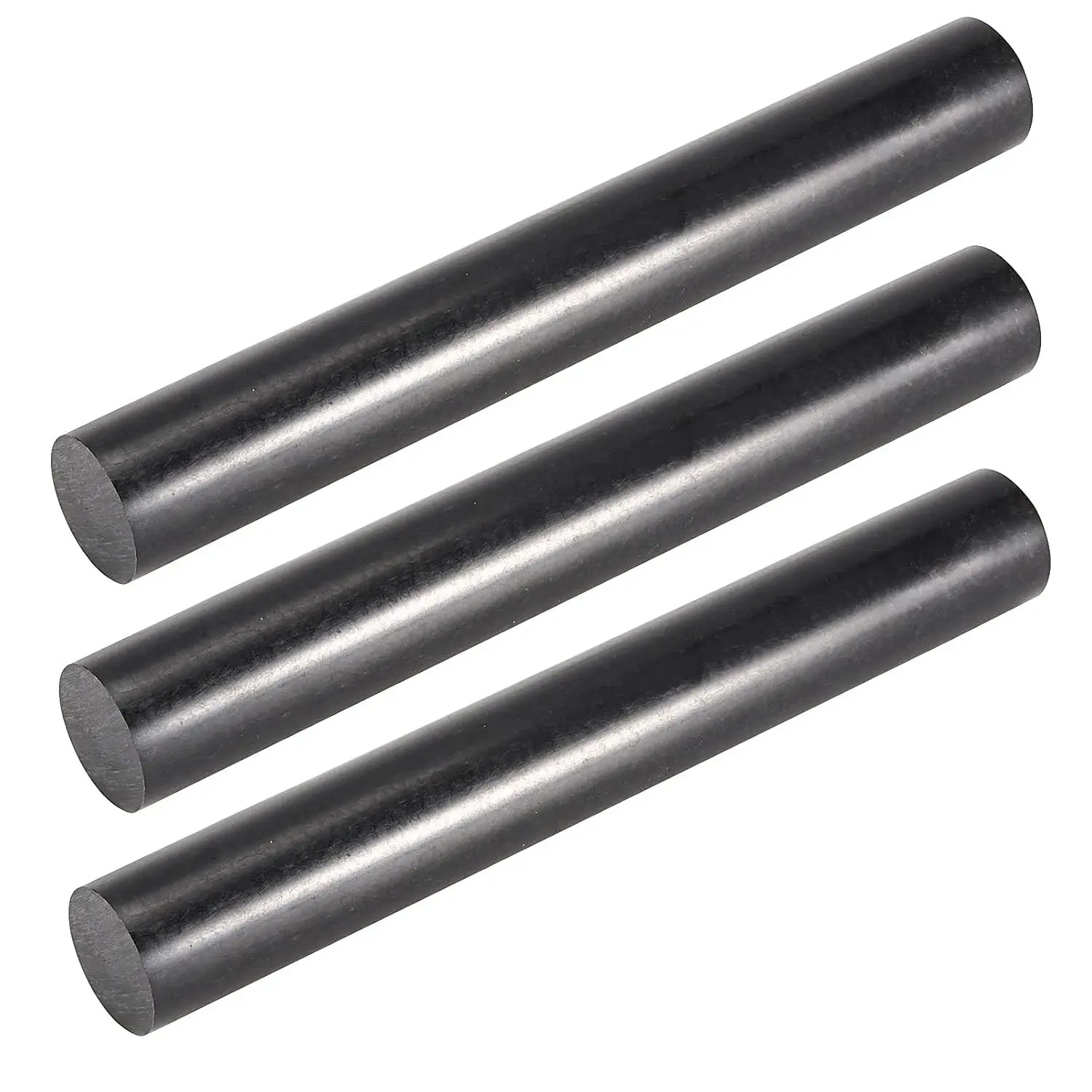 3 Pack Black Acetal Copolymer Round Rods, 1.57 x 12 Inch Plastic Rods for Non-Marring Fixtures, Bushings, Spacers