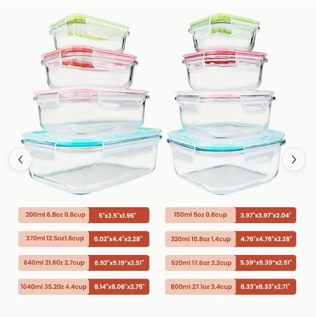 8 Pack Premium Glass Food Storage Containers - Airtight, Leak-Proof, Microwave, Oven, Freezer and Dishwasher Safe - BPA Free, Stain-Resistant, Easy-Clean Design for Meal Prep and Bento Boxes Kitchen Utensils Lid Set Silicone Stackable 8 Pack Premium Glass Food Storage Containers - Airtight, Leak-Proof, Microwave, Oven, Freezer and Dishwasher Safe - BPA Free, Stain-Resistant, Easy-Clean Design for Meal Prep and Bento Boxes Kitchen Utensils Lid Set Silicone Stackable