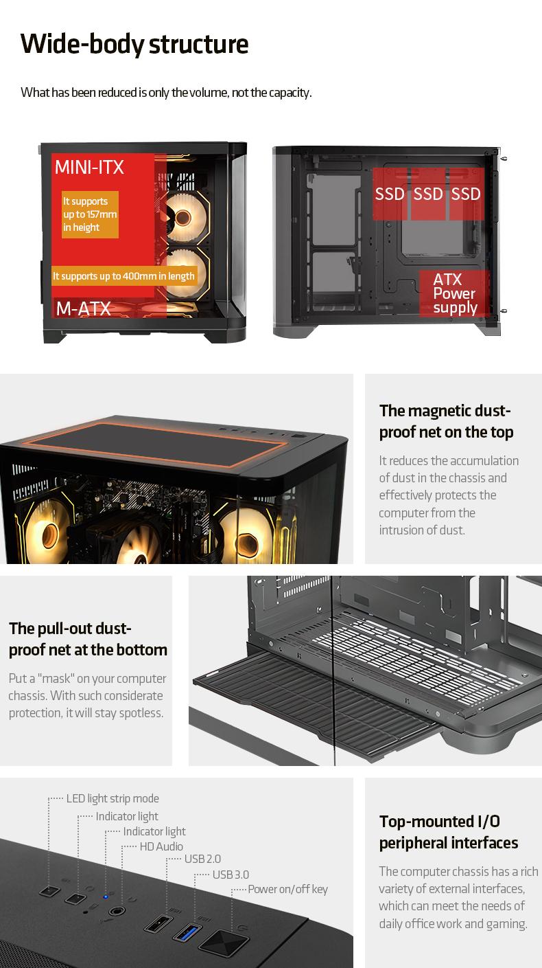 YEAH MAGIC Astral S1 Desktop PC AMD Ryzen 5 5600GT (6 core up to 4.6GHz) 16GB DDR4 3200MHz 1TB NVMe SSD 650W Gold PSU Windows 11 Home WIFI Gaming PC with 7 ARGB Fans,Gaming PC,Prebulit PC