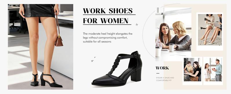 Imily Bela Womens Block Chunky Heels T Strap Dress Shoes Closed Toe Braided Stacked Heeled Sandals Pumps