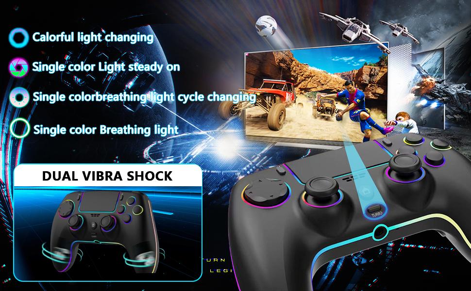 Wireless Controller for PS5/PC/Mac/Steam/Phone RGB Hall Effect Sticks No Drift Turbo 6 Axis Gyro Dual Vibration Macro Back Buttons Touchpad Bluetooth 5.0 Compatible with PlayStation 5 & PC  Accessories