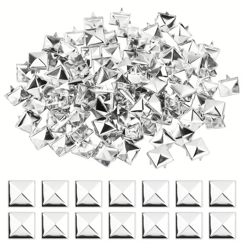 101 Metal Pyramid Rivets, 4-Prong Square Head Nails, Ideal for Leather Crafts, Punk Rock, Clothing, Bags, Shoe Crafting