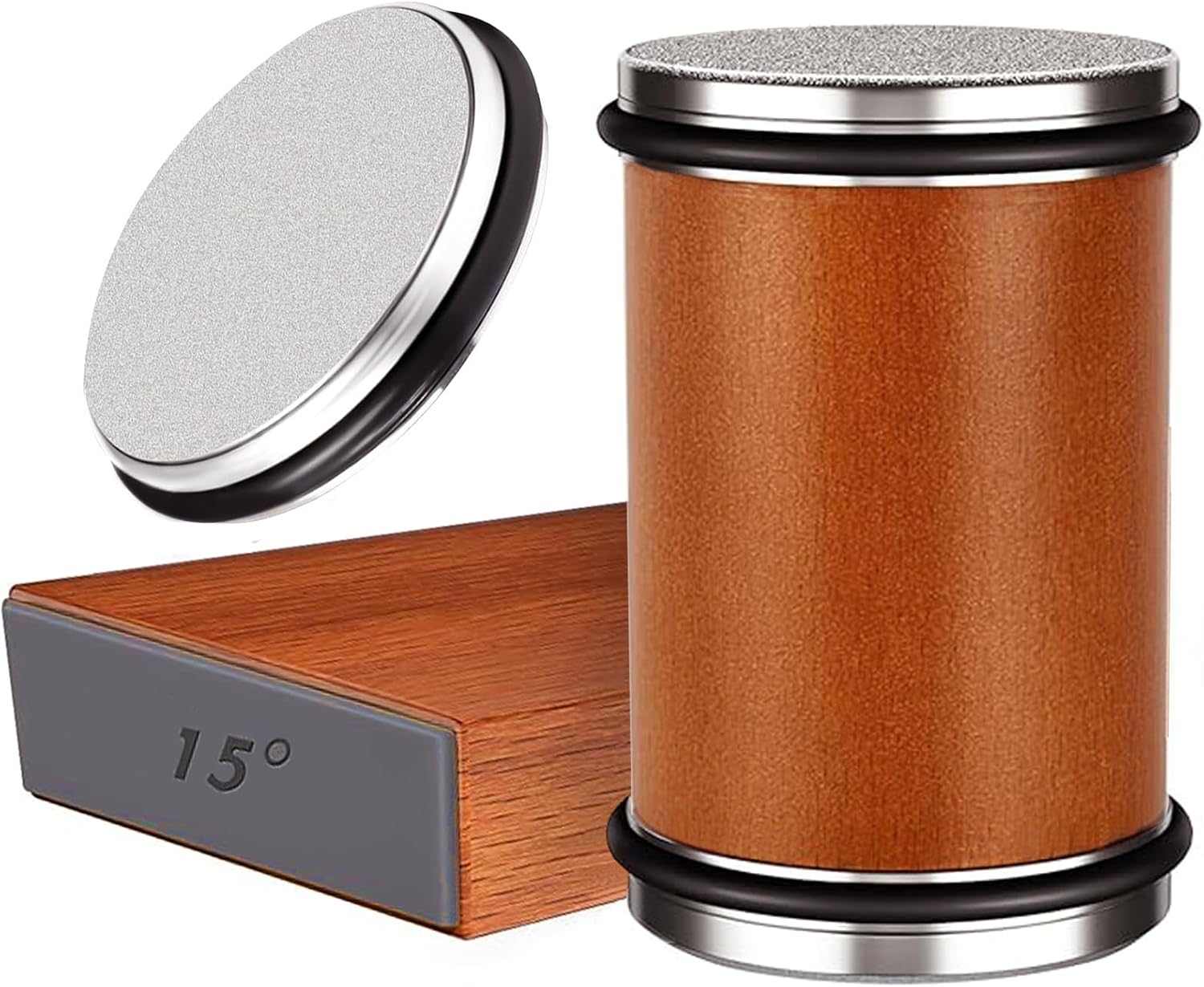 Rolling Knife Sharpener , Select Tool Knife Sharpener for Kitchen, Wooden Knife Sharpening Kit with Strong Magnetic Angle