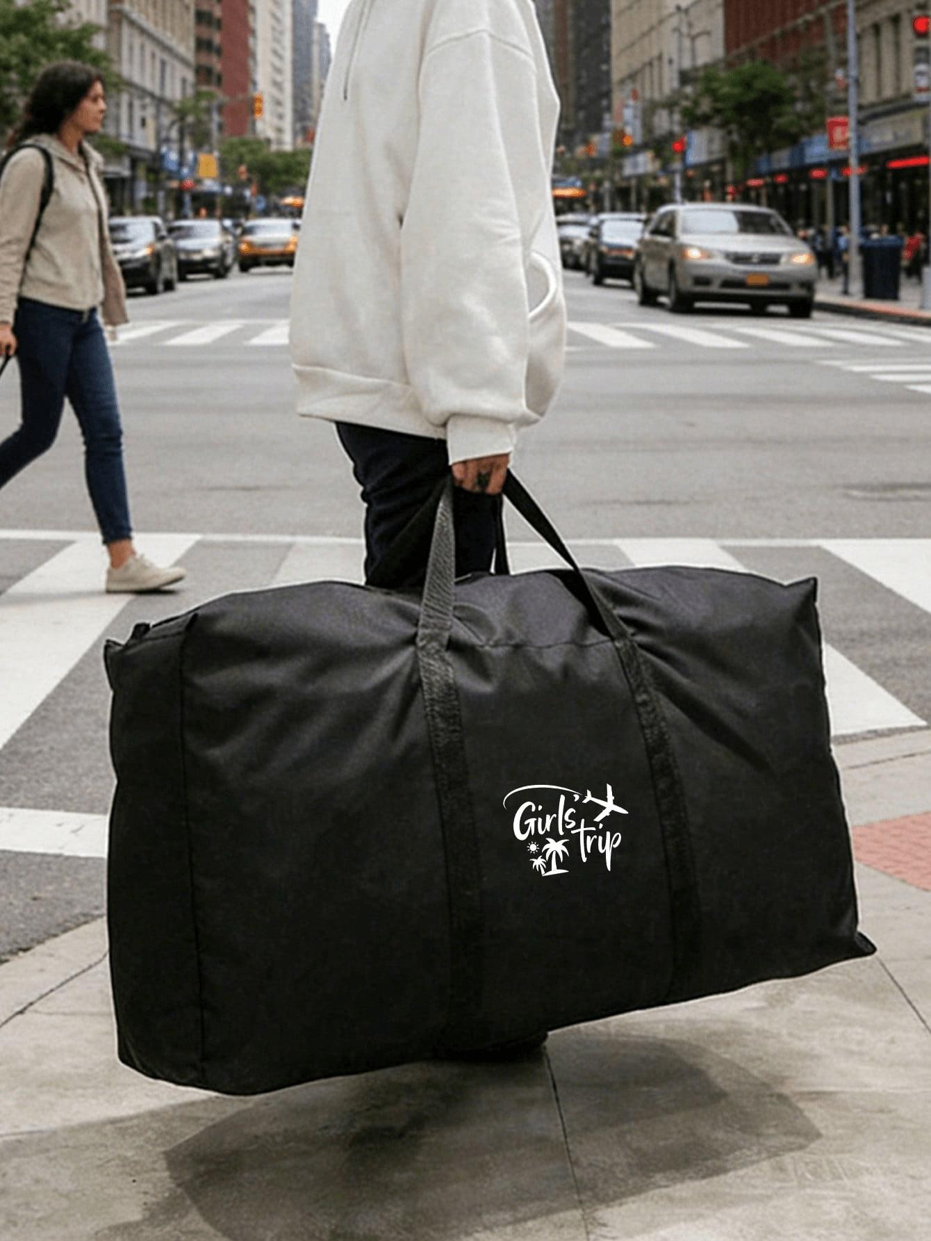 1 foldable travel bag, unisex storage bag, portable handbag, large capacity luggage bag, airplane pattern, multifunctional travel accessory, luggage bag, moving bag, Oxford cloth material, packing luggage bag