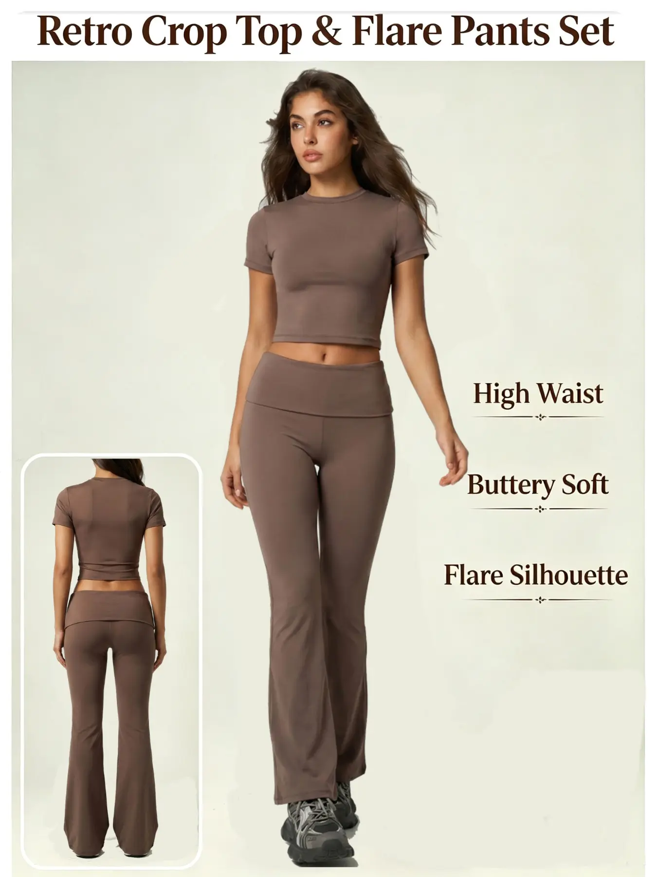 Quick-Dry Sports Fitness Set, Short Sleeve Long Pants, High-Waisted Yoga, Retro Style, Women's Sporty Casual Two-Piece Set