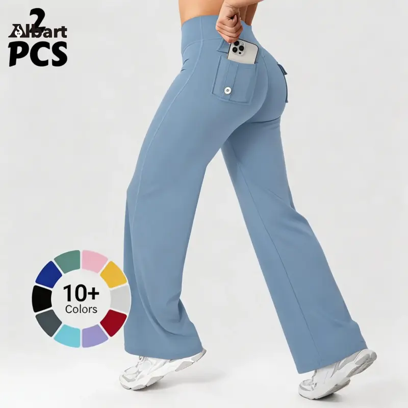 2PCS Leggings with Pockets for Women Scrunch Workout Leggings Butt Lifting Gym Yoga Pants summderfinds