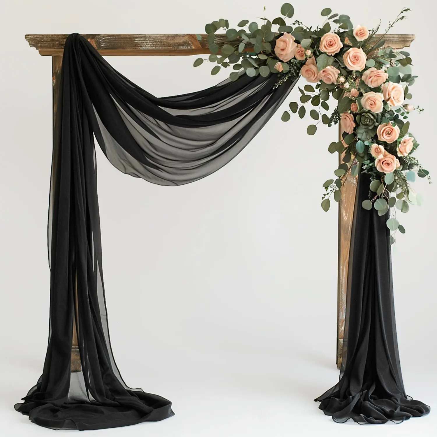 Sheer Black Wedding Arch Draping Backdrop Drapes, 28.7"x20FT, Ideal for Star, Garland, Balloon Decor & Photo Backdrops