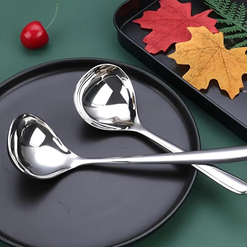 1Pc Stainless Steel Large Head Spoon Adult Drinking Soup Thickened Long Handle Household Kitchen Seasoning Drinking Porridge Hot Pot Special Large Serving Soup Long Handle Spoon Large Mouth Dry Rice Spoon for Restaurant Tableware