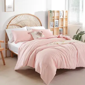 Pink Comforter Sets King Size Comforter Set 3 Piece Soft Microfiber Comforters Set for and Girls Blush Lightweight Alternative Comforter for All Season (1 Comforter, 2 Pillowcases)