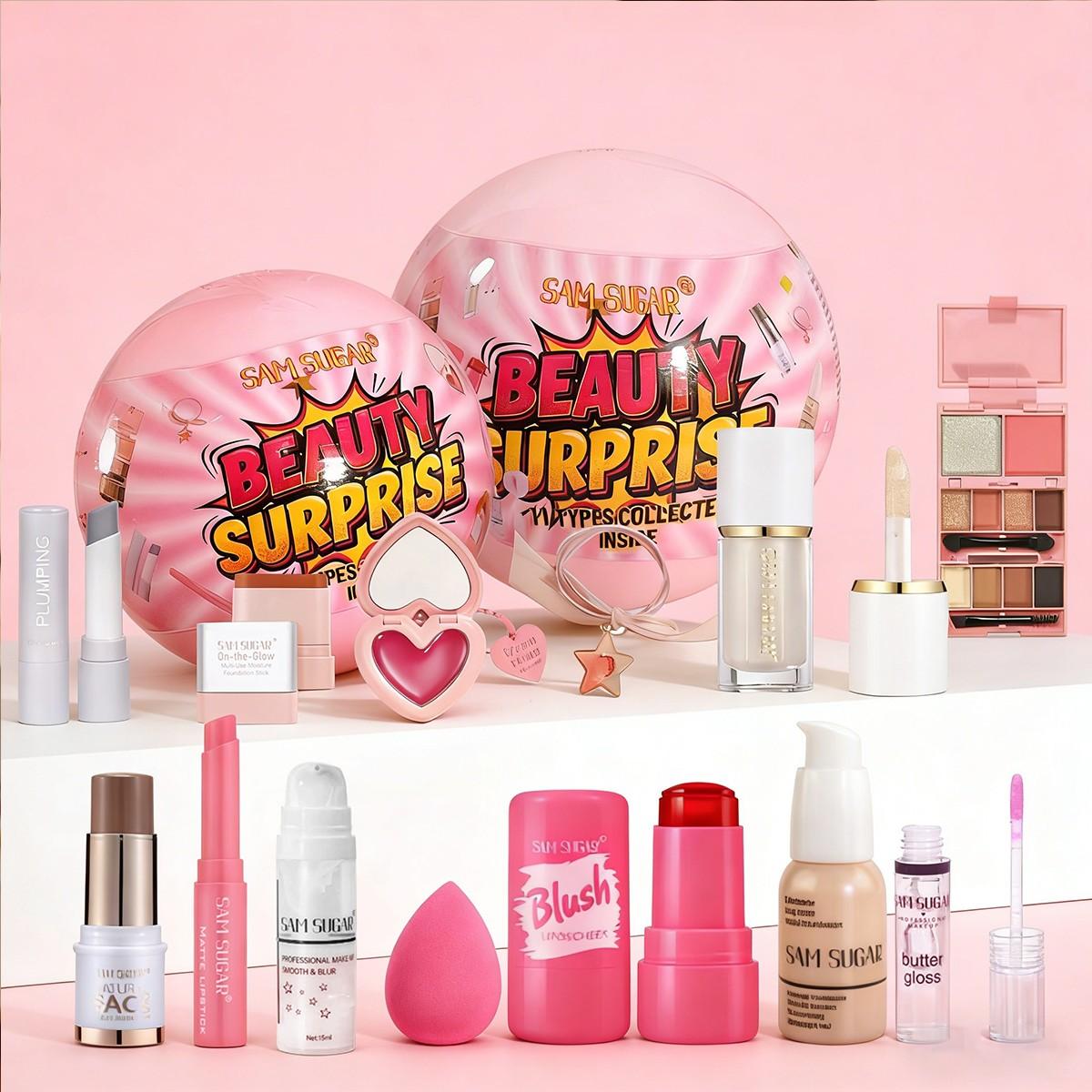 Valentine's Day Makeup Ball Set, Multi-Function Festive Beauty Kit, Perfect Gift, No Alcohol or Aerosol, Not Flammable Liquid