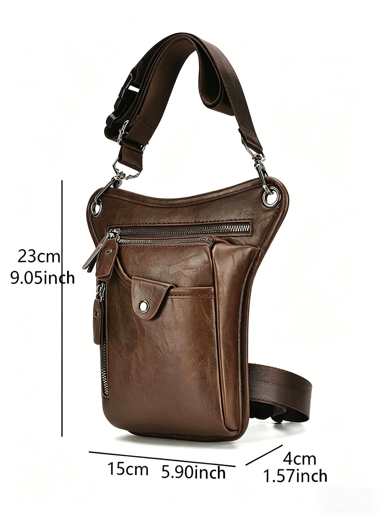 ravel Essential Multi-Functional Leather Bag, Large Capacity Crossbody/ Waist/Thigh/Hip Pouch with Multiple Pockets for International Trips & Weekend Getaways