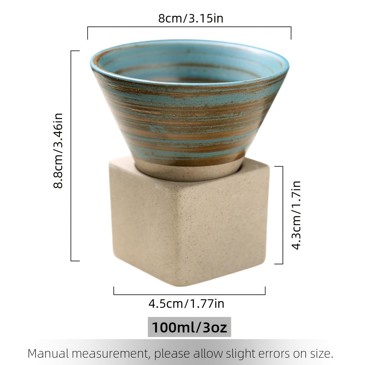 2 Pack 90ml/3oz Coarse Pottery Coffee Mug with Base, Ceramic, Creative Triangular Cone Shape Porcelain Mug, Stoneware Funnel Coffee Cup Set, Cone Shape Porcelain-Cup Tea-Cup for Coffee, Tea, Latte And Milkshake, Coffee Drinkware