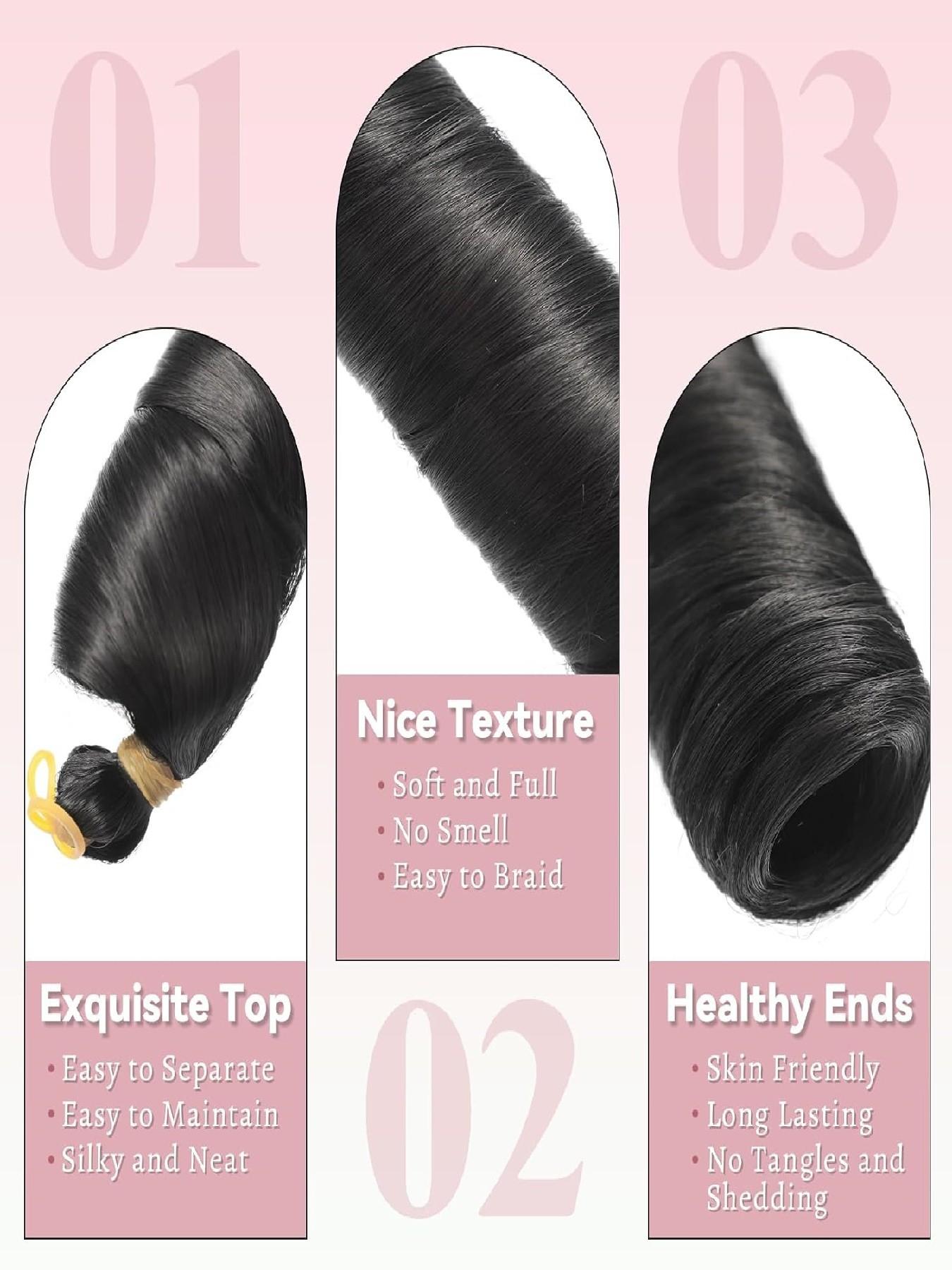 French Curl Braiding Hair 24 Inch 4 Packs Loose Wave Braiding Hair for Braids and Twists Soft Bouncy Curly Crochet Hair for Women Skin-friendly Easy to Braid Hair Extensions