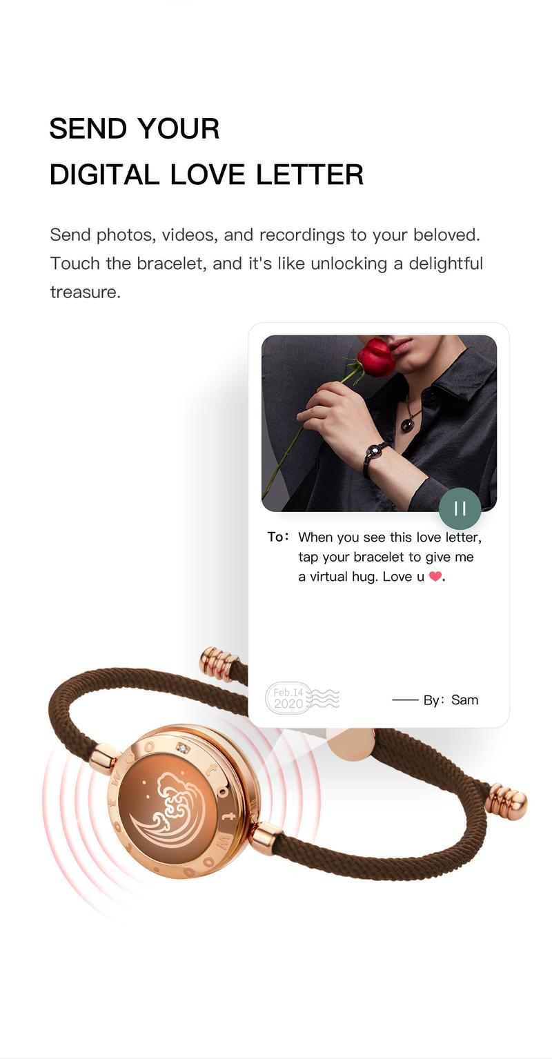 totwoo Mountain&Sea Touch Bracelets Long Distance  Functional Love Connect Gift For Boyfriend or Girlfriend or your Family