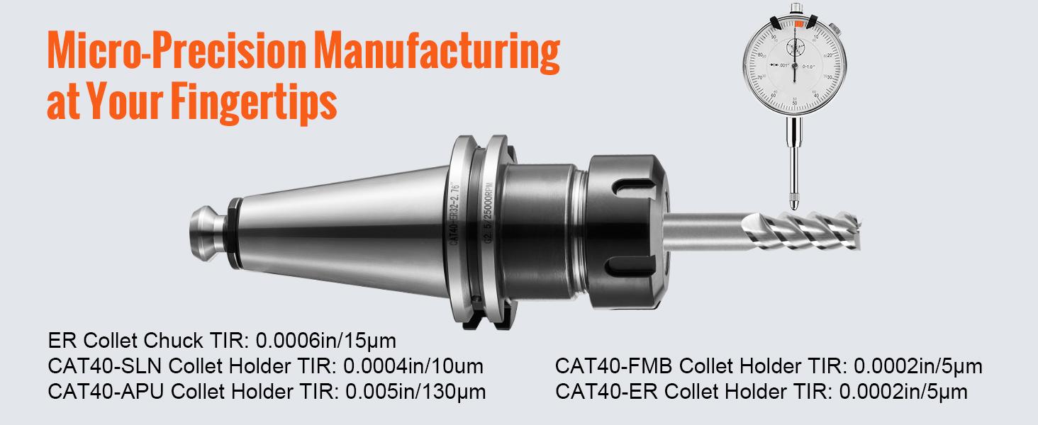 VEVOR CAT40 Collet Holder ER 16/32 Collet Set, 35 PCs, SLN FMB ER16/32 APU Tool Holders Spring Steel Collet Chucks with 10 Pull Studs and 3 Wrenches, for Milling Machine Drill Presses Boring Machine VEVOR CAT40 Collet Holder ER 16/32 Collet Set, 35 PCs, SLN FMB ER16/32 APU Tool Holders Spring Steel Collet Chucks with 10 Pull Studs and 3 Wrenches, for Milling Machine Drill Presses Boring Machine