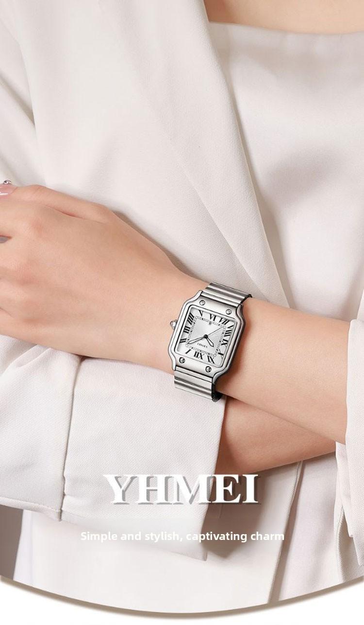 Women's Men's Unisex Square Watch - Silver Stainless Steel Band, Roman Numerals, Date Display, Waterproof Quartz Wristwatch, Fashion Casual Retro Wristwatch, Perfect Gift