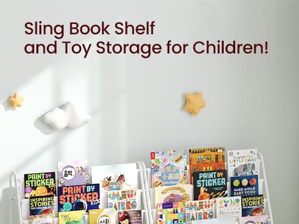 MAHANCRIS Kids Bookshelf, 4-Tier Toddler Bookshelf with 2 Fabric Drawers, Metal Kids Bookshelf and Toy Storage, Small Nursery Book Shelf for Kids Room, Living Room, Study Room, White