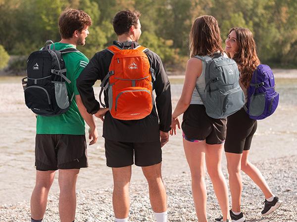 WATERFLY Hiking Foldable Daypack Backpack: 25L Ultra Lightweight Packable Outdoor Travel Day Pack for Woman Man Chest Strap Chest Strap Durability SpringStatements