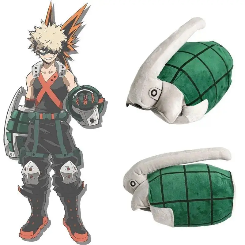 In Stock My Hero Academia Bakugo Katsuki Soft Stuffed Animal Plush Toy, Cosplay Gloves, Cuff Arm Wrist Bands, Power Bracers, Grenades for Kids