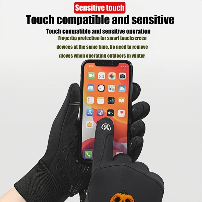 1 pair with Studios Halloween Horror Nights Pumpkin HalloweenCostume Horror Nights Pwinter gloves Touchable gloves Touch Screen Breathable Running unisex sports gloves Soft holiday gifts Cozy Trendy Modern