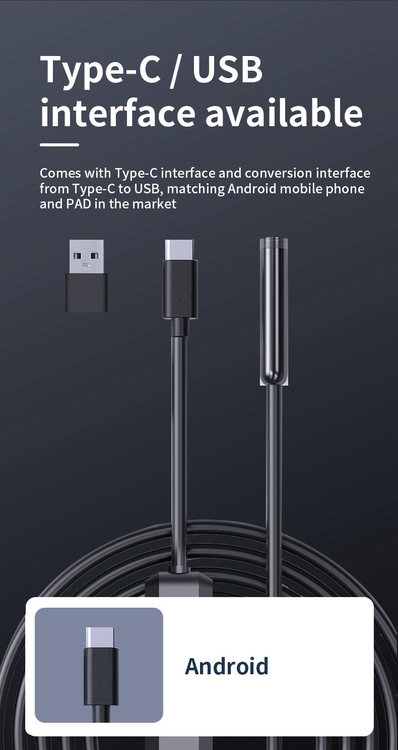 Endoscope Camera with Light,HD Borescope Tools,Adjustable LED Lights, Photo and Video Recording,Semi-Rigid Snake Camera, IP67 Waterproof Inspection Borescope for Android Phones and Laptops for Automotive Repair, Plumbing Sewer,HVAC,Men Tools Cool Gadgets