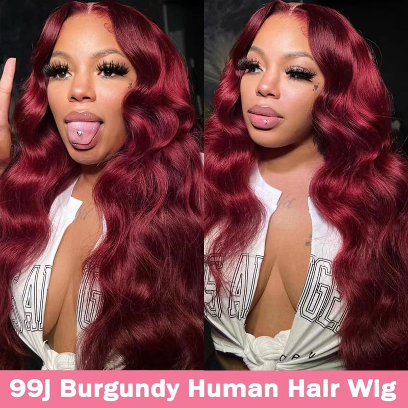Bling Hair 99j Burgundy Lace Front Wigs Human Hair 13x6 13x4 Body Wave Lace Front Wigs Human Hair Pre Plucked Red Wig Wine Red Lace Front Wigs Human Hair Wigs for Women 180 Density