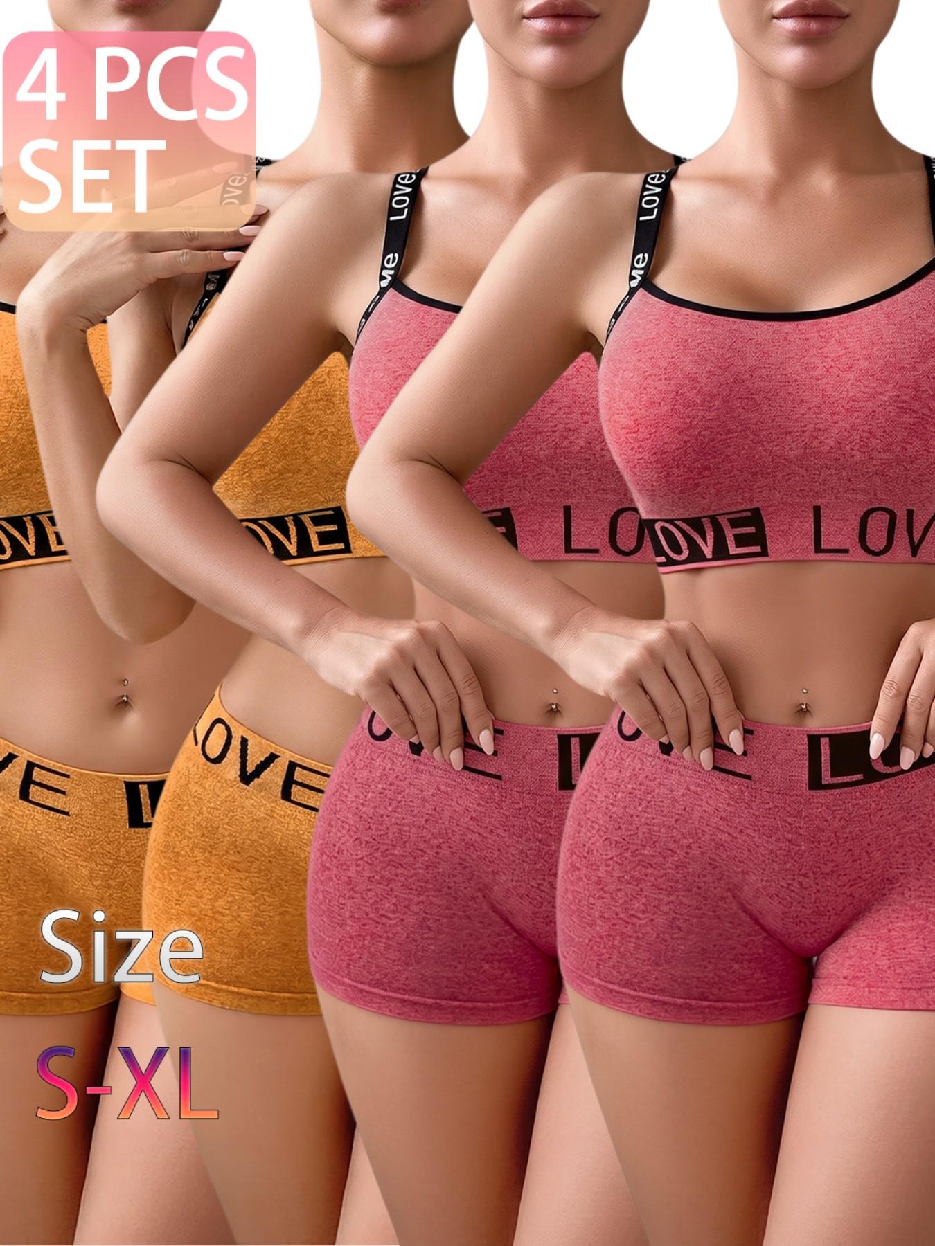 Women's 3/4/5 Piece Lingerie Set, Top and Bottoms, Seamless Comfort, Daily Wear, Casual Style, Fitted, Medium Support, All Seasons