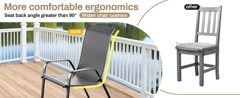 5 Piece Outdoor Patio Dining Set (Umbrella not Included), Porch Furniture with 4 Textline Chairs, 1 Square Glass Table for Garden, Backyard and Poolside, Lawn 5 Piece Outdoor Patio Dining Set (Umbrella not Included), Porch Furniture with 4 Textline Chairs, 1 Square Glass Table for Garden, Backyard and Poolside, Lawn