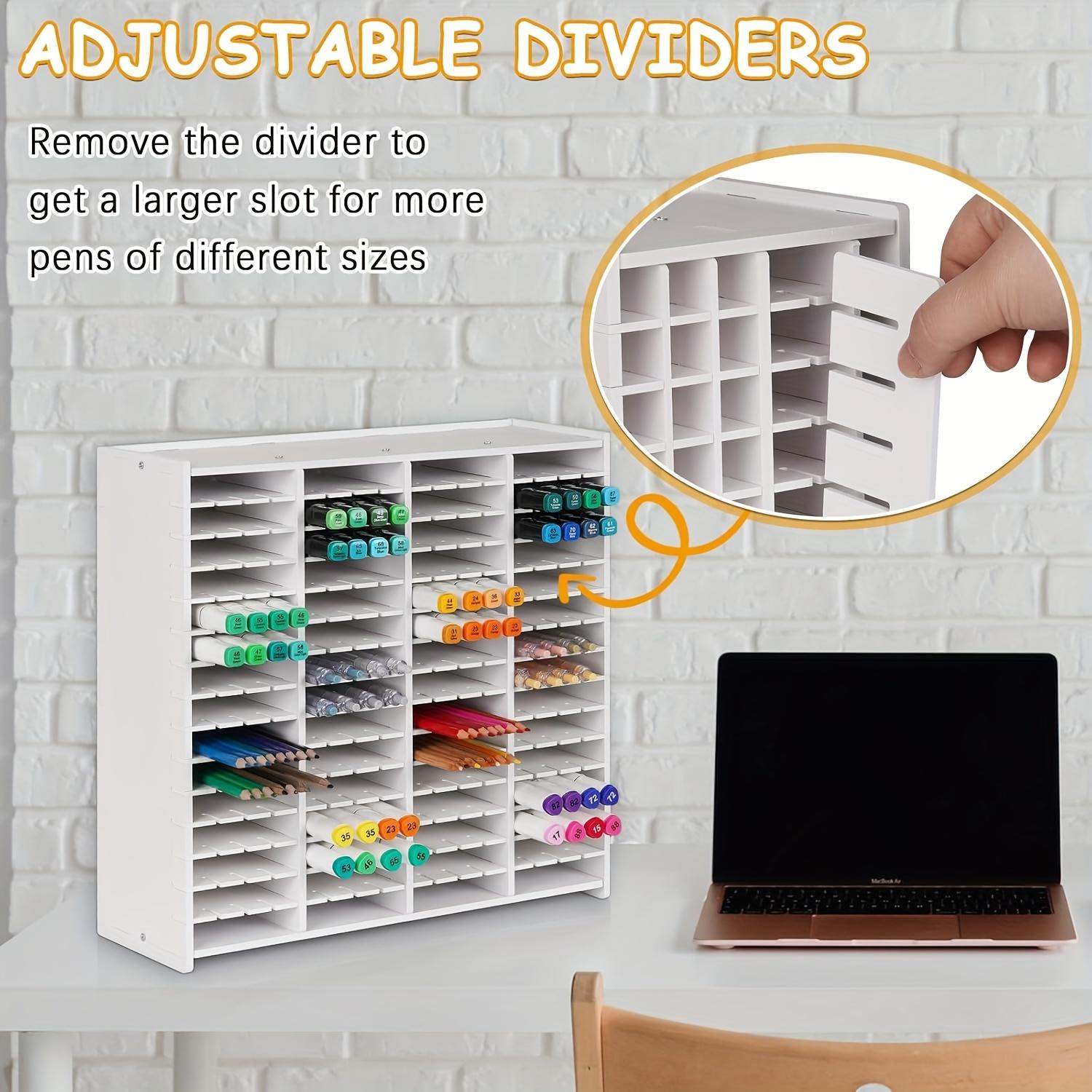 Art Pencil Shelf, 72/120/180/240 Removable Divider Design - Suitable for Tabletops, School Supplies, and Halloween or Christmas Graffiti Pens and Card Organizers, Art Supply Organizers