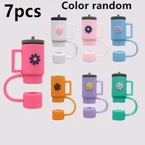 Cute Sports Cup Accessories Set, Dustproof Water Bottle Cover, Insulated Mug, Ice Cream Cup, 10mm Straw Lid, Silicone Lid, Drink Protectors, 7 Pieces