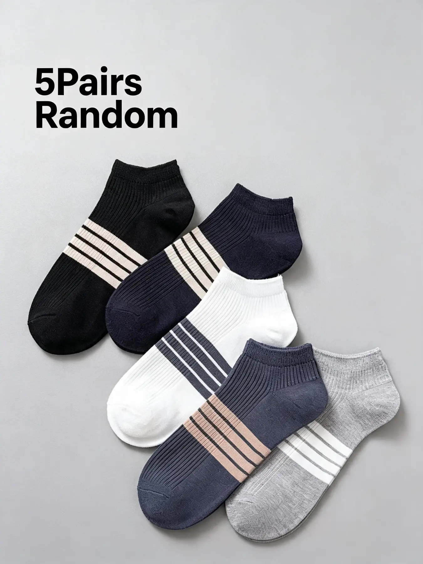5 Pairs Random Neutral Color Block Striped Ankle Socks, Retro Contrast Horizontal Stripe Vertical Rib Short Crew Socks, Elastic Breathable Minimalist Casual Socks for Men Women Office Campus Daily Loungewear Outfits