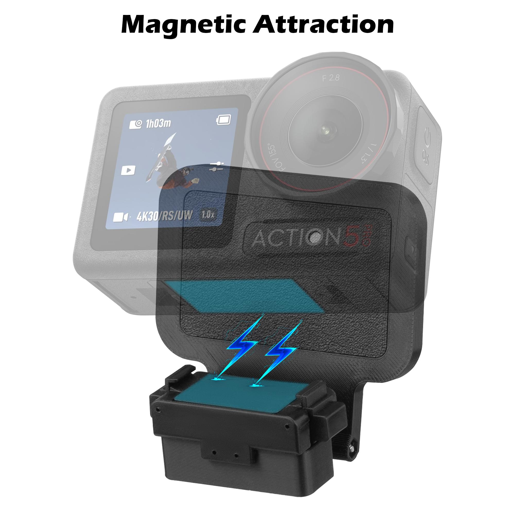 Dji Action5pro Magnetic Mount Base, Multi-Function Magnet Desktop Holder, Compatible with Dji Action4/3, Sports Action Camera, Durable & Secure Stand, Photography Camera Accessories