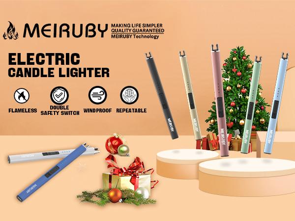 Electric Candle Lighter, Christmas Stocking Stuffers Gifts for Women Mom Men Wife Sister, USB Arc Rechargeable Windproof Long Lighter for Candle BBQ Housewarming Birthday Gifts Idals