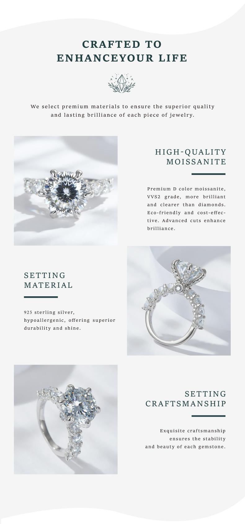 3-5CT King of carats Crushed Ice Cut Synthetic Moissanite Wedding Ring - Cluster Engagement ring, Perfect Gift for Anniversary、Proposal、Promise, With gift box
