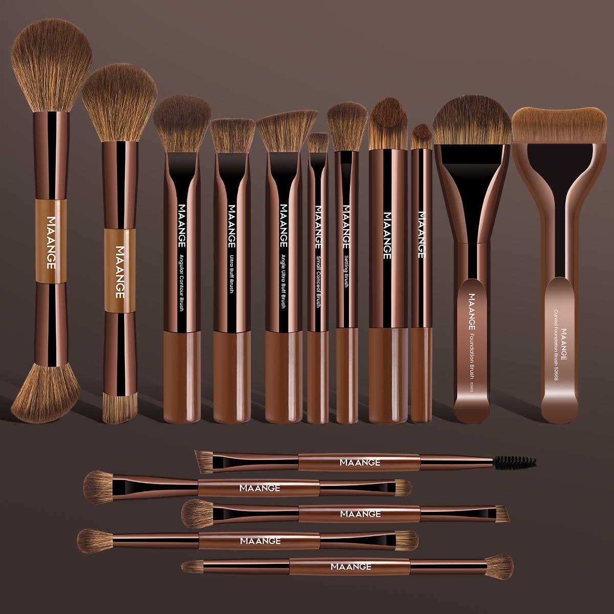 MAANGE 16pcs Professional Makeup Brushes Set, Makeup Brush Kit, Foundation Brush Blush Brush Highlight Brush Contour Brush Concealer Brush Eyeshadow Brush Blending Brush Eyebrow Brush, High-Quality Brushes for Professional & Home Use