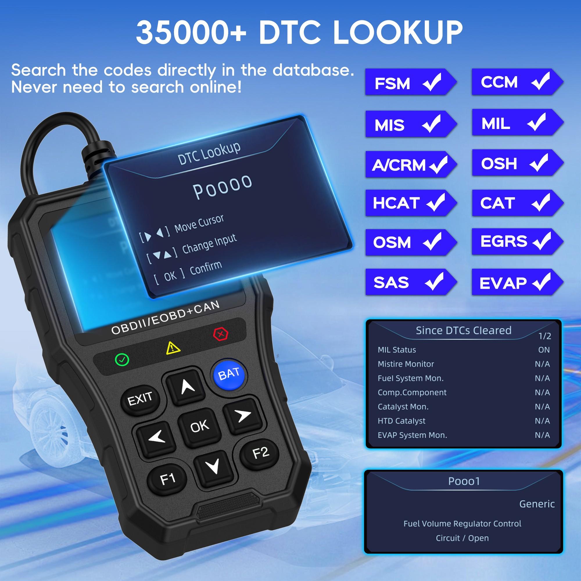Professional Obd2 Scanner Diagnostic Tool, Automotive Diagnostic Tool, Engine Code Reader, Multi-Function Car Eobd/obdii Scan with Reset, Real-Time Data Monitoring