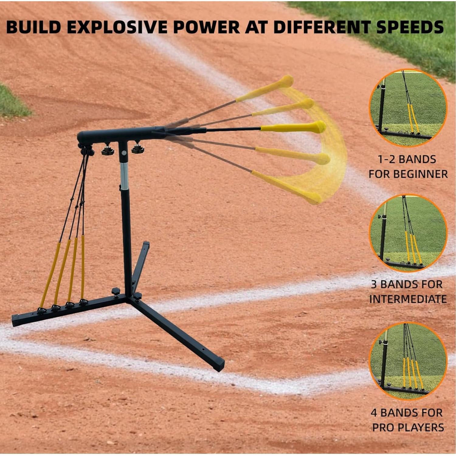 Baseball Swing Trainer with 4 Power Bands,Batting Swing Trainer for Baseball & Softball,Height Adjustable 29-44 inches Baseball Equipment Improve Power,Speed & Carry Bag Baseball Swing Trainer with 4 Power Bands,Batting Swing Trainer for Baseball & Softball,Height Adjustable 29-44 inches Baseball Equipment Improve Power,Speed & Carry Bag