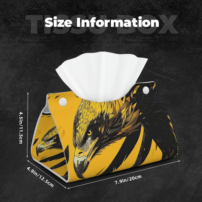 1pcs Yellow Eagle PU leather tissue box cover, rectangular tissue box cover, tissue box holder, imitation leather rectangular tissue box cover, bathroom tissue holder, car tissue holder for bathroom, car, bedroom, hotel, office