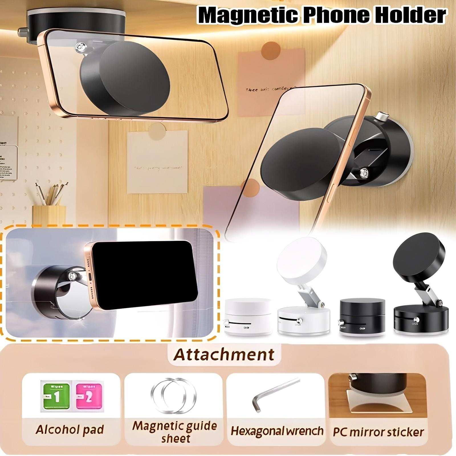 Universal Vacuum Suction Magnetic Phone Holder for Home Kitchen Bathroom and Travel Portable Foldable Mobile Phone Stand for All Smartphones