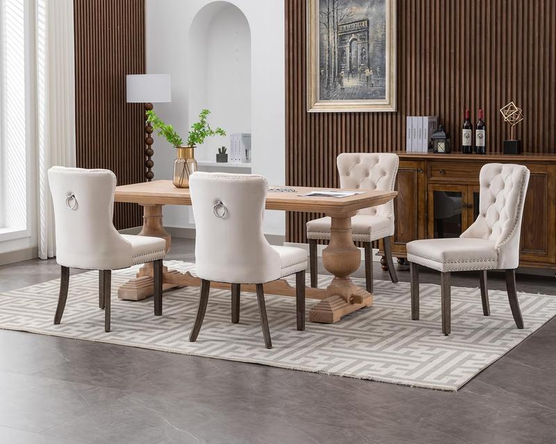 Velvet Dining Chairs Set of 2/4/6, Tall Back Side Chair, Modern Upholstered High-end Tufted Side Chair,Solid Wood Legs,For Kitchen and Dining Room dinning chair