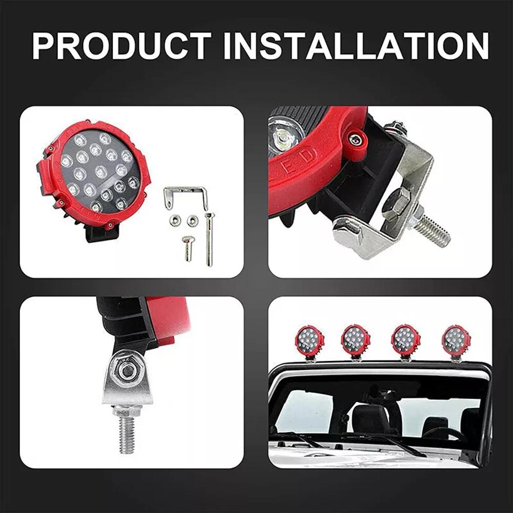 12-24V Lighting Accessories for Car LED Light Bar 2500 Lumens 2PACKS 51W 7 Inch Flood Spot Combo LED Work Light Pods Work Driving Lamp Aluminum Alloy