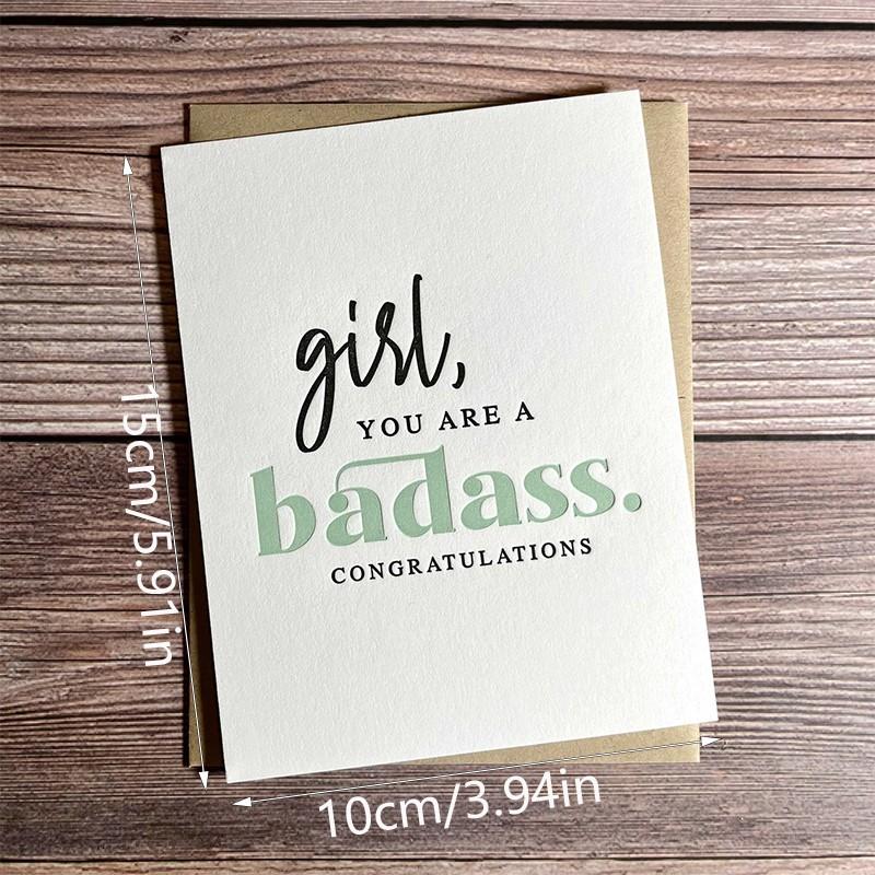 1pc  Badass Woman Card with Envelope. Congratulation New Job. Promotion Gift. Congratulation Graduation Card for Her. Funny Graduation Card. PhD Graduation.
